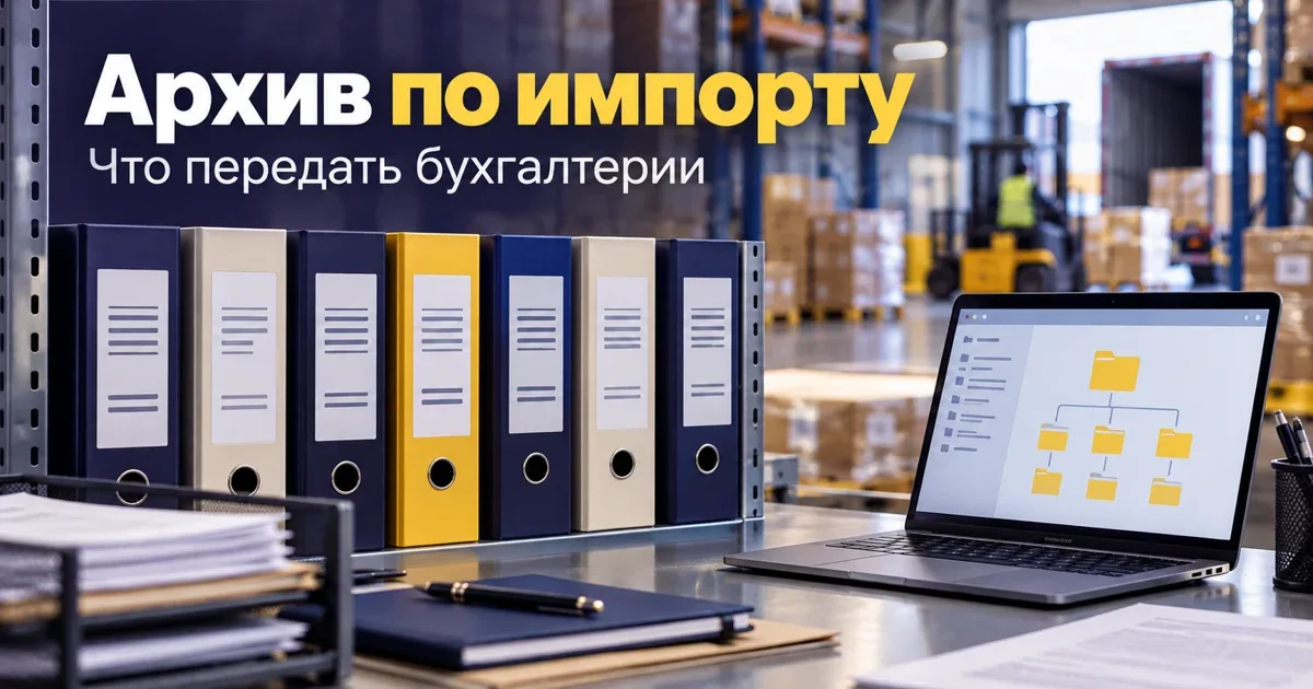 Архив документов импортной поставки, подготовленный для бухгалтерии