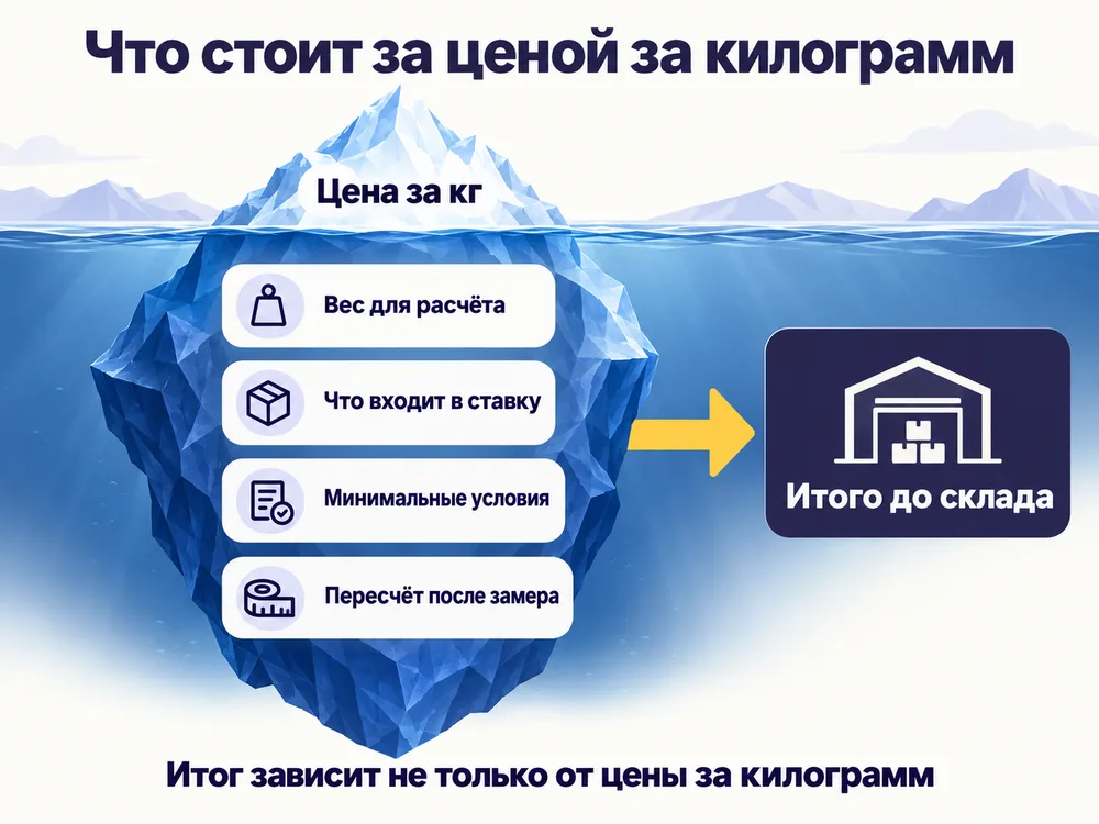 Из чего складывается итоговая стоимость карго помимо цены за килограмм