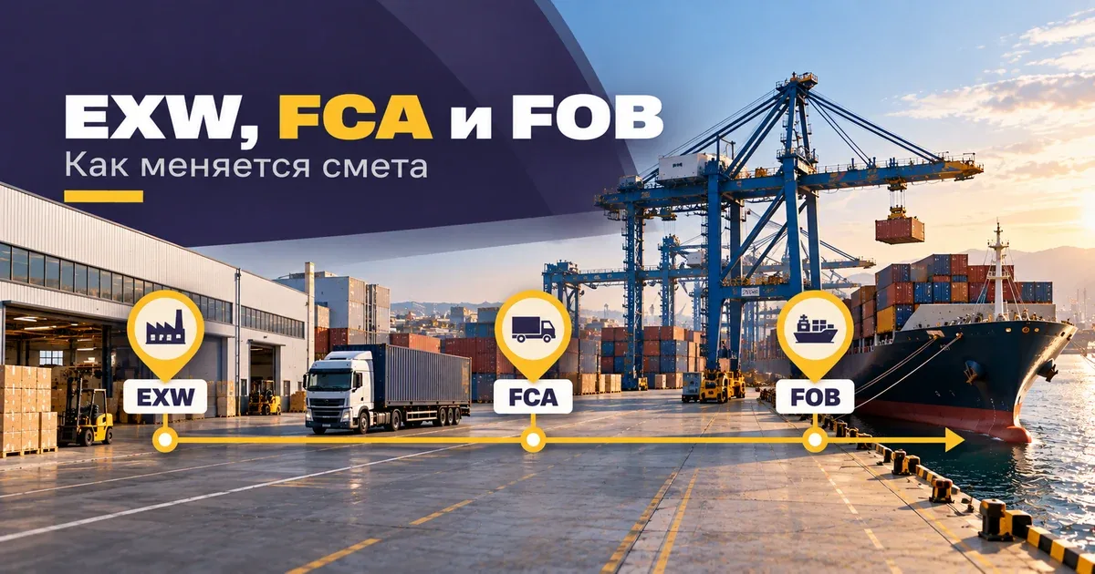 Точки поставки EXW, FCA и FOB на маршруте груза из Китая