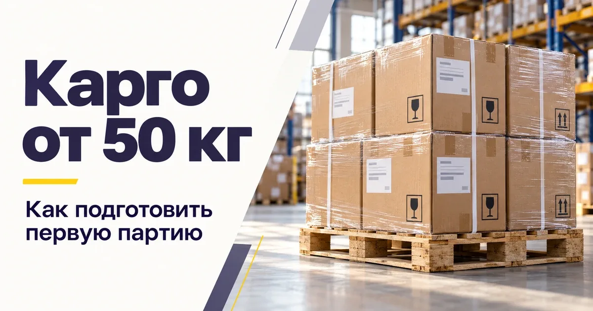 Упакованная и промаркированная первая коммерческая партия карго из Китая