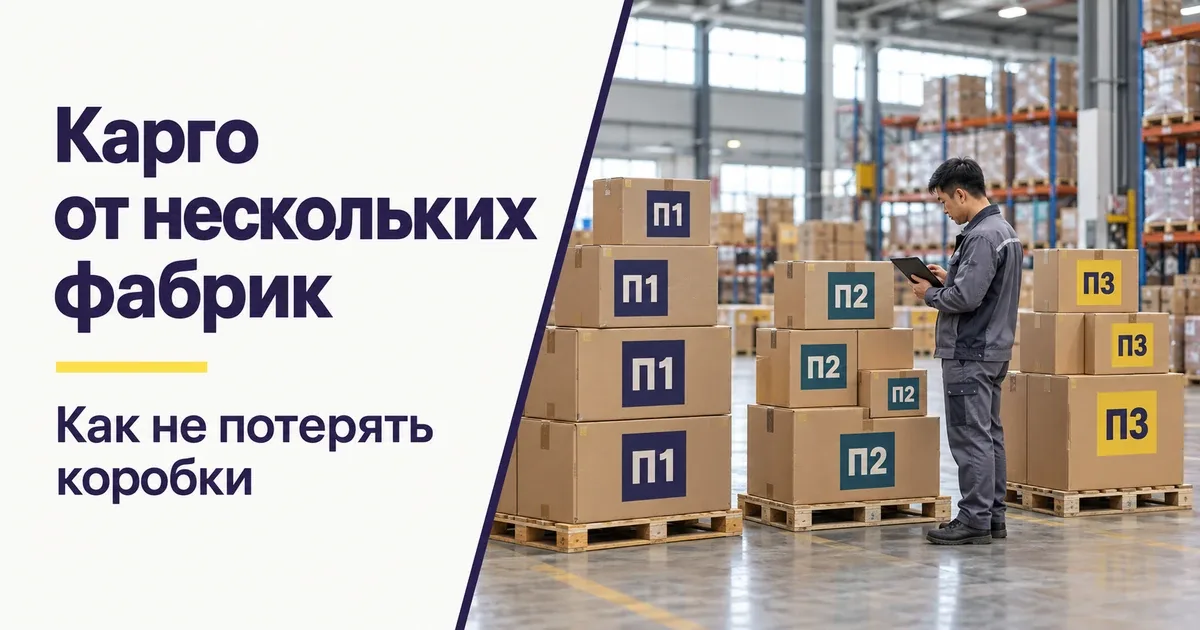 Учёт коробок от нескольких поставщиков на складе карго в Китае