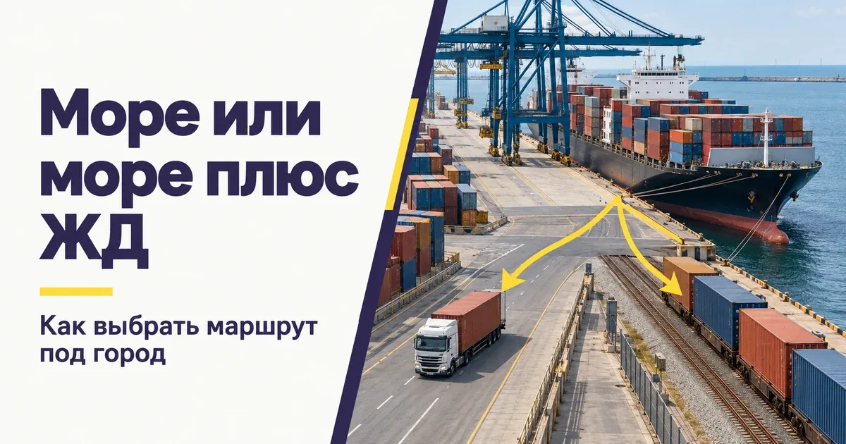 Контейнеровоз, грузовик и поезд — выбор между прямым морским маршрутом и схемой море плюс ЖД из Китая