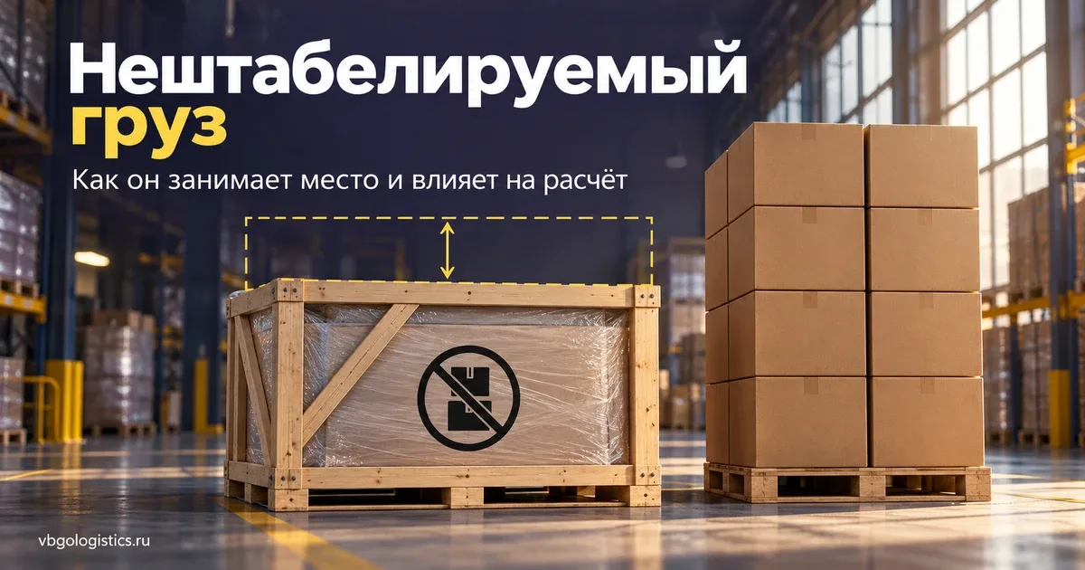 Нештабелируемое место со знаком запрета штабелирования рядом со штабелем коробок на складе