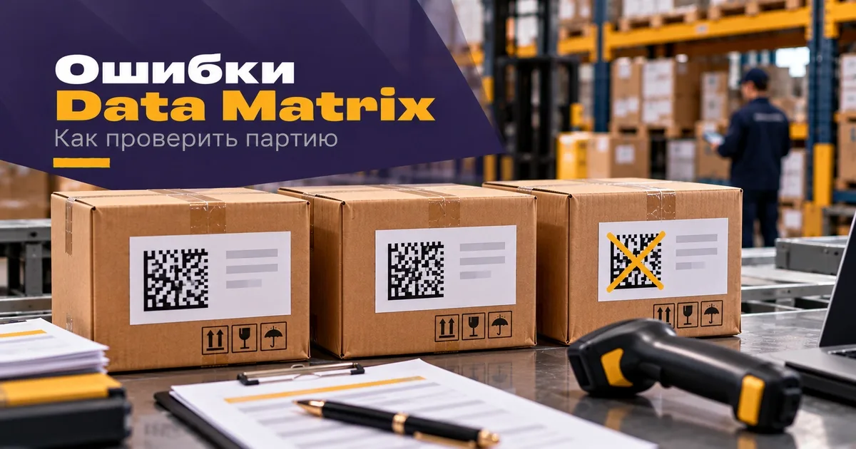 Проверка кодов Data Matrix на коробах с импортным товаром