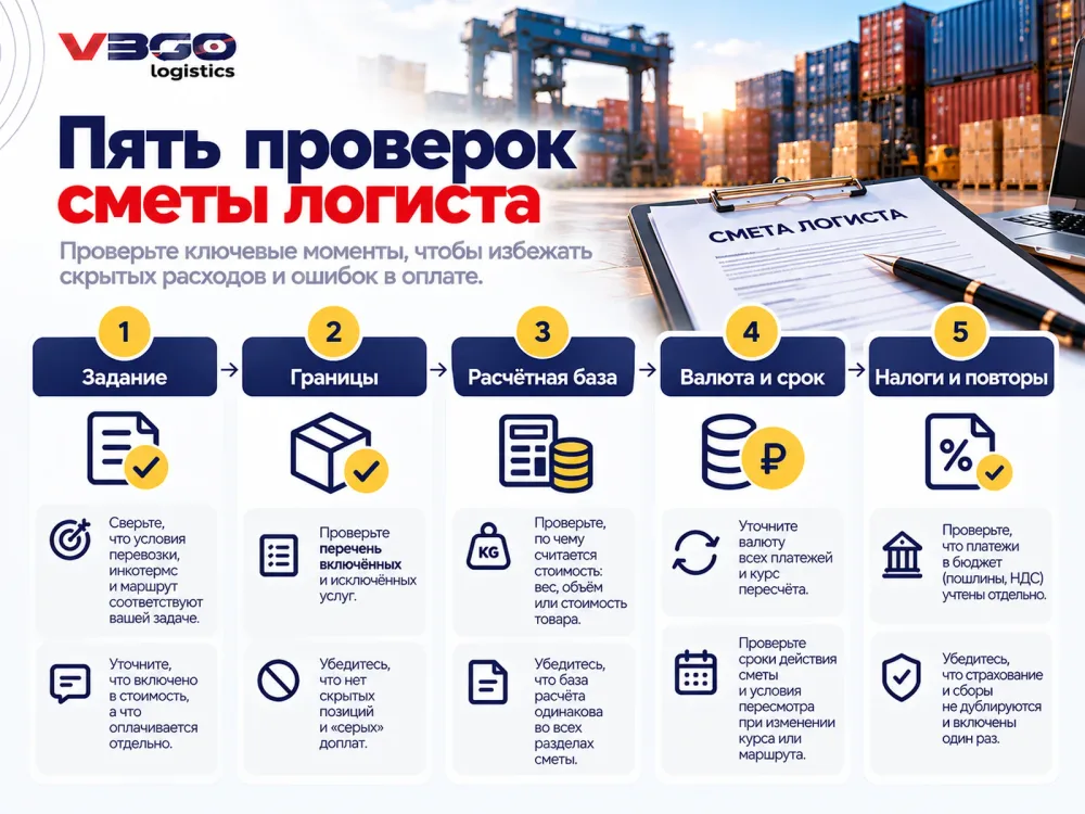 Пять шагов проверки сметы логиста на доставку из Китая