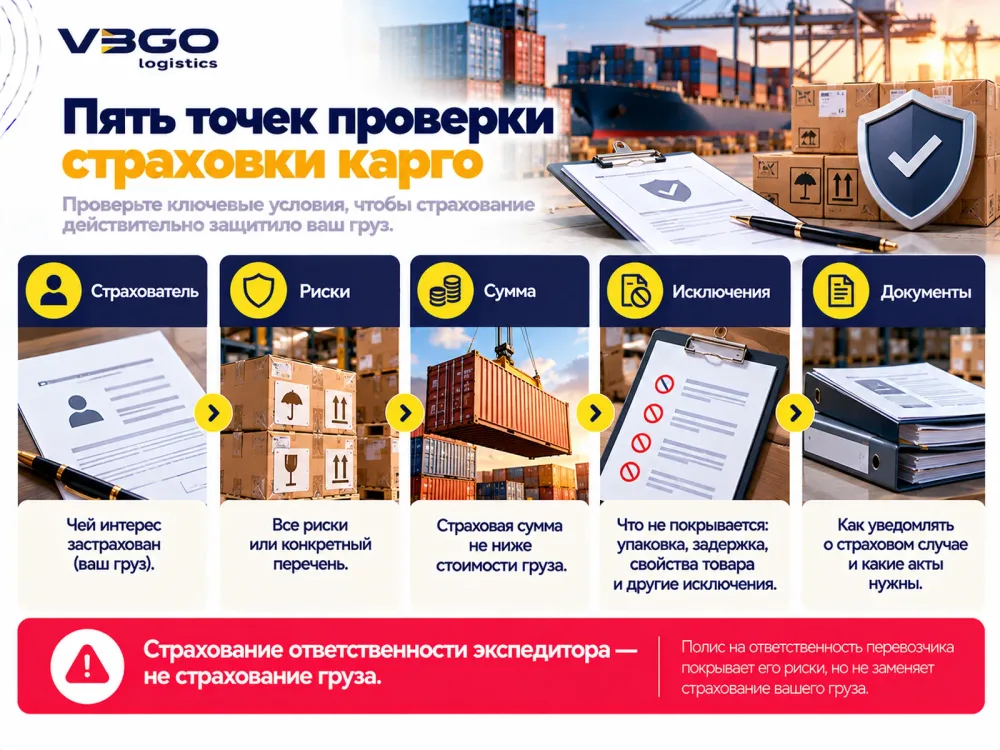 Пять условий страхования карго-груза: страхователь, риски, сумма, исключения, документы